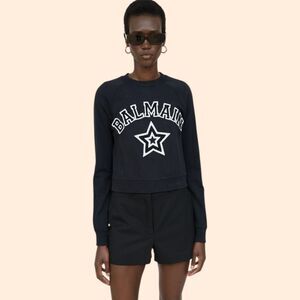 Balmain Star Logo Crop Sweatshirt